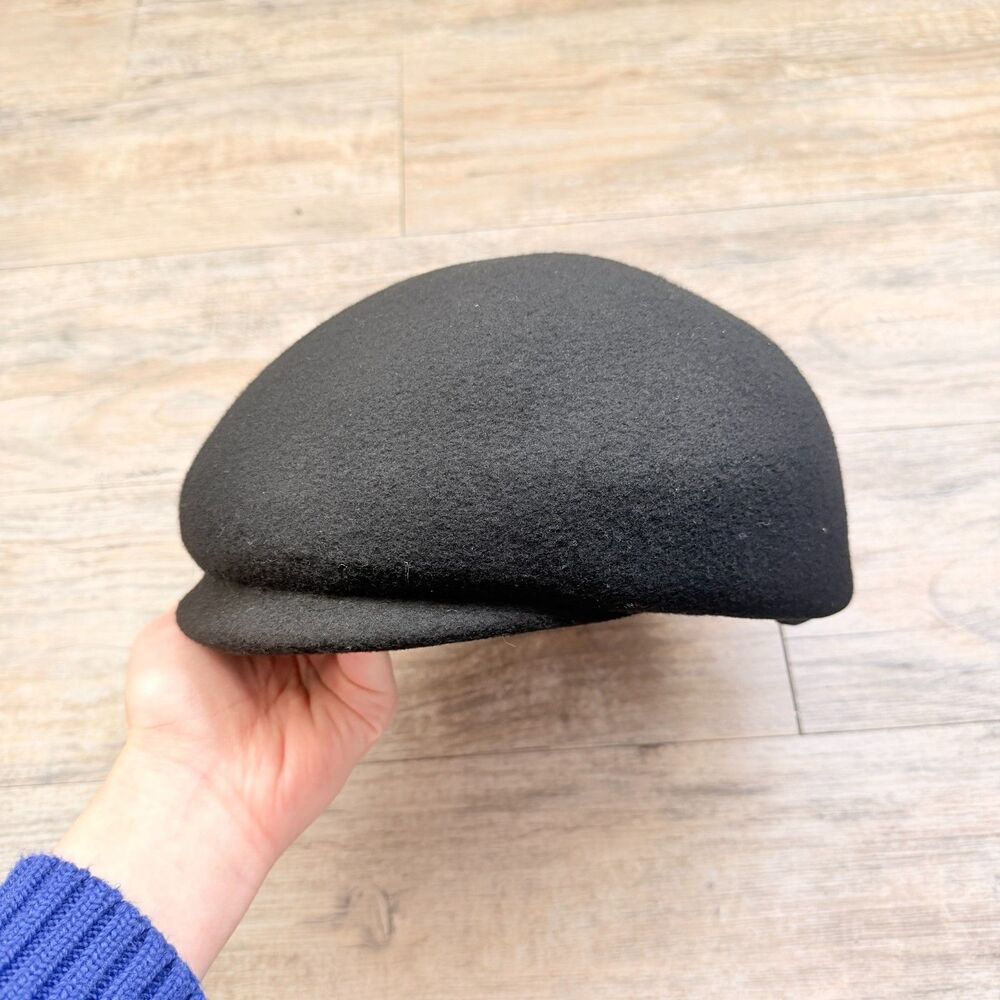 Lancaster 100% Wool Black Ivy Cap Newsboy Flat Cap Made in USA 90s 50s Vintage